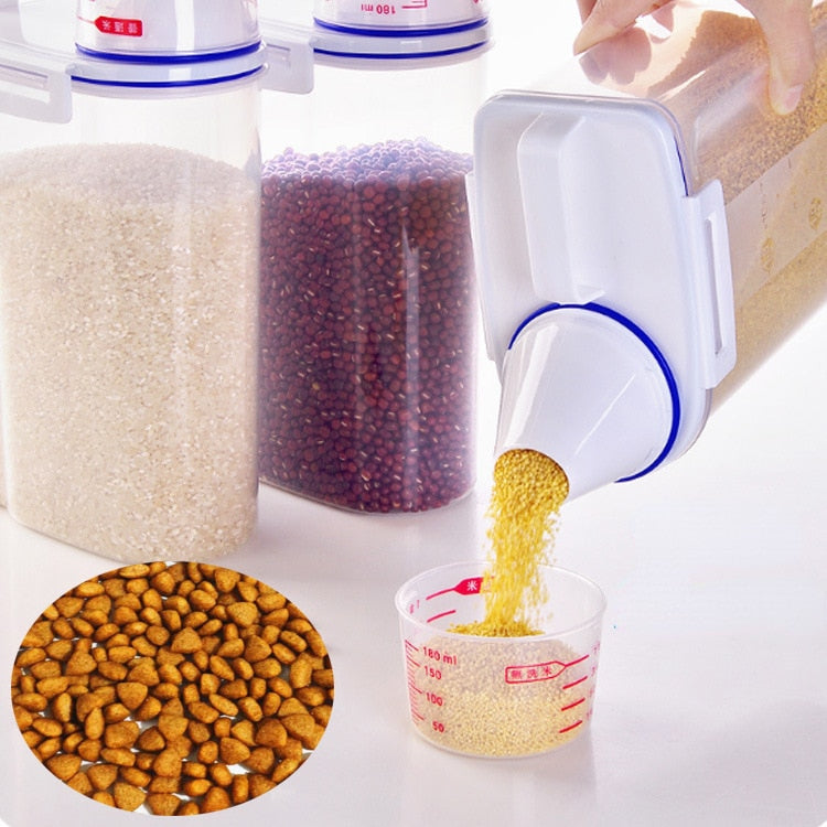 1.5kg/2kg Dog Cat Food Pail Plastic Storage