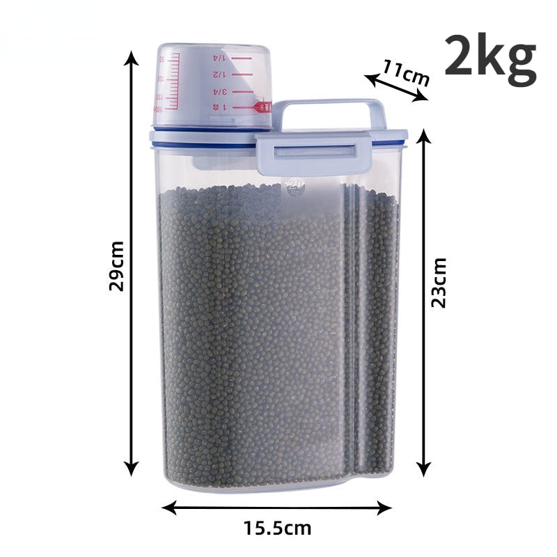 1.5kg/2kg Dog Cat Food Pail Plastic Storage