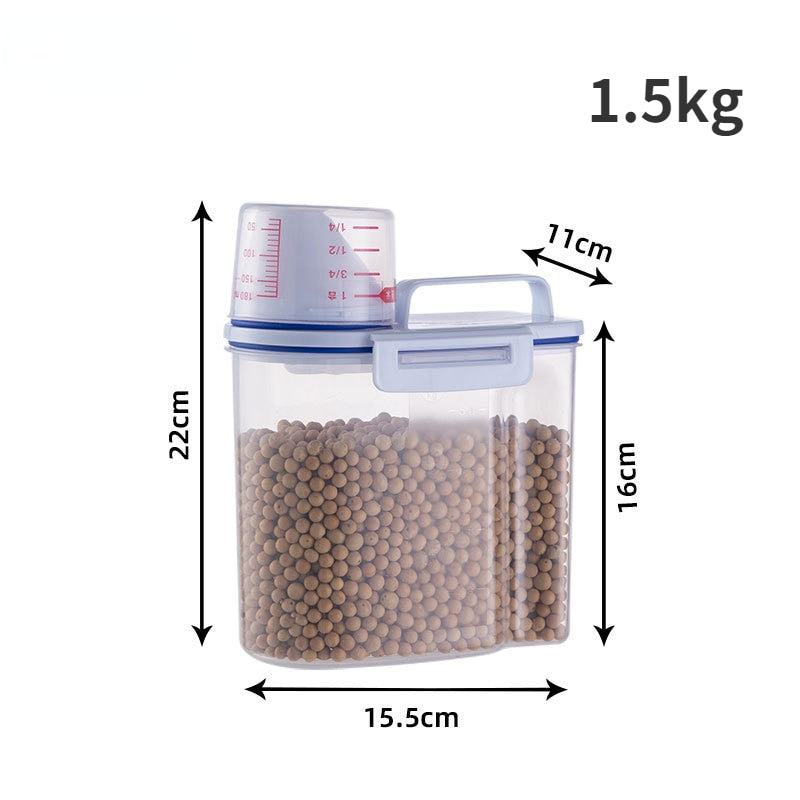 1.5kg/2kg Dog Cat Food Pail Plastic Storage